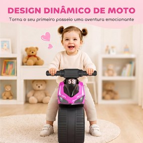 Mota de Equilíbrio Infantil sem Pedais com Música e Rodas Extra Largas para Crianças dos 18–36 Meses Rosa