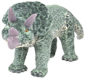 91344 vidaXL Brinquedo de montar dinossauro triceratops peluche verde XXL