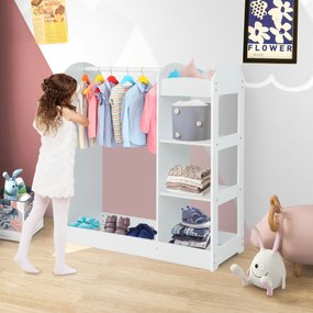 Guarda roupa infantil com espaço para brinquedos e armário de móveis de fantasia 93,5 x 38 x 100 cm Branco