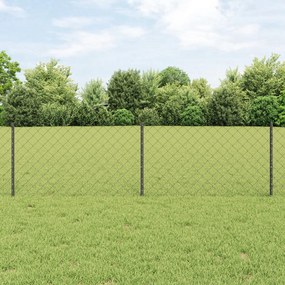 Cerca de Cadeia com 22 Postes em U Cinza 0.6x25 m Aço
