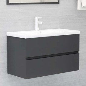 vidaXL Armário lavatório 80x38,5x45 cm derivados de madeira cinzento