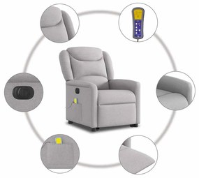 Poltrona elétrica elevatória massagens tecido cinzento-nublado