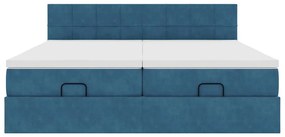 Estrutura cama otomana colchões 180x200 cm veludo azul escuro