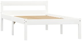 Estrutura de cama 100x200 cm madeira pinho maciço branco