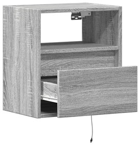 Móvel de parede p/ TV c/ luzes LED 41x31x45 cm cinzento sonoma
