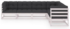 6 pcs conjunto lounge de jardim c/ almofadões pinho maciço