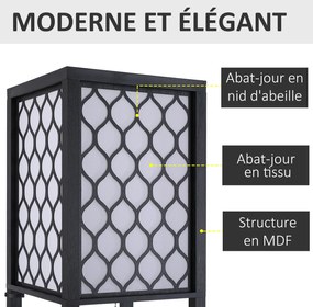 Candeeiro de pé com prateleiras Candeeiro com prateleiras 26 x 26  x 160  cm 4 níveis MDF preto com padrão em forma de favo de mel preto, branco