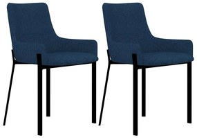 vidaXL Cadeiras de jantar 2 pcs tecido azul