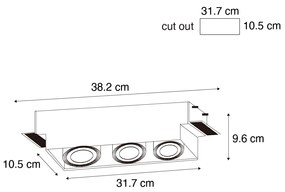 Spot embutido branco GU10 AR70 trimless 3 luzes - Oneon Moderno