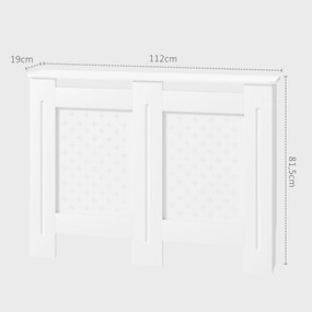 Cobertura de Radiador de Grelha Cruzada, 112 x 19 x 81,5 cm, Montagem de Parede, Branco