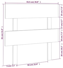 Cabeceira de cama 93,5x3x81 cm pinho maciço cinzento