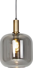 Candeeiro de suspensão design preto e dourado com vidro fumê - Zuzanna