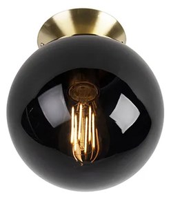 Candeeiro de teto Art Deco latão com vidro preto - Pallon Art Deco