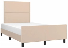 Estrutura de cama sem colchão 120x190cm couro artif. cappuccino