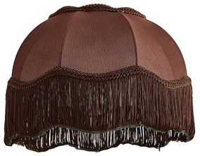 Abajur de tecido castanho com interior branco 31,5/15/14 - Granny Retro