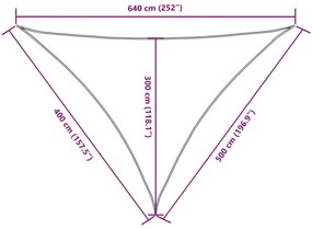 Para-sol estilo vela tecido oxford triangular 4x5x6,4 m branco