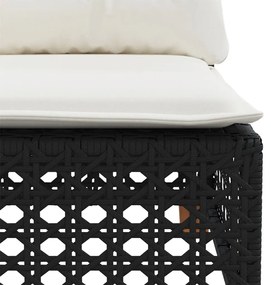 8 pcs conjunto sofás de jardim com almofadões vime PE preto