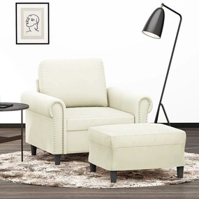 vidaXL Poltrona com apoio de pés 60 cm veludo cor creme