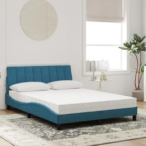 Cama com colchão 140x190 cm veludo azul