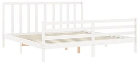 Estrutura cama Super King Size c/ cabeceira madeira branco