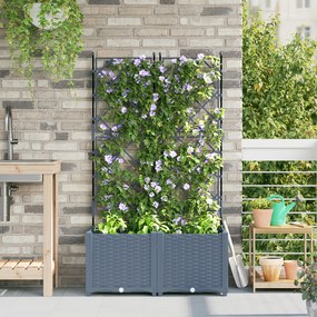 vidaXL Vaso de Jardim com Treliça 2 pcs Cinzento-claro 80x40x143 cm