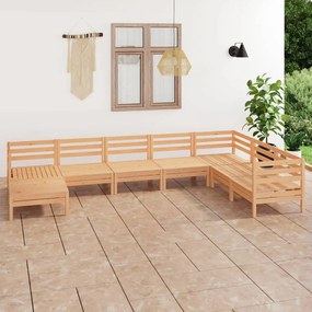 8 pcs conjunto lounge de jardim pinho maciço