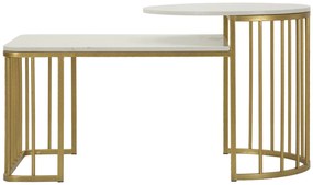 MESA DE CENTRO ANKARA 90X50X50 CM DOURADA E BRANCA