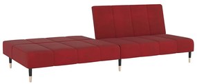 Sofá-cama de 2 lugares veludo vermelho tinto