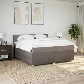 Cama com molas/colchão 200x200 cm tecido castanho-acinzentado