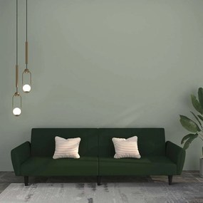 vidaXL Sofá-cama de 2 lugares veludo verde-escuro