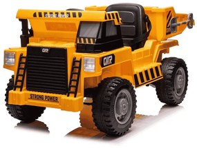 Camião Obras elétrico para crianças com caixa 12V 4x4, pneus em borracha e assento em pele artificial crianças até aos 5 anos Amarelo