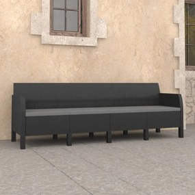 vidaXL Sofá de jardim 4 lugares com almofadões vime PP antracite