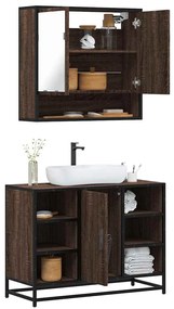 vidaXL 2 pcs conj. móveis WC derivados madeira cor carvalho castanho