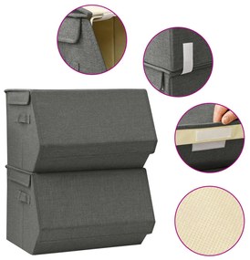 vidaXL Caixas arrumação empilháveis c/ tampas 2 pcs tecido antracite