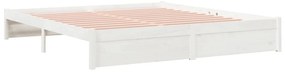 Estrutura de cama super king pinho maciço 180x200 cm branco