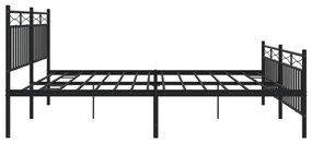 Estrutura de cama com cabeceira e pés 193x203 cm metal preto