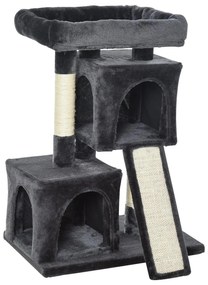 PawHut Árvore do gato com poste e placa de arranhão cavernas Cama macia 59x39x83 cm