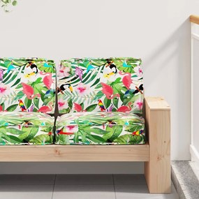 vidaXL Conjunto de Almofadas para Palete Floral 2 pcs Selva Tropical