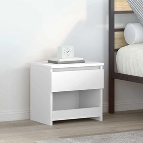 Mesa de cabeceira 40x30x39 cm contraplacado branco brilhante