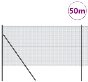Cerca de Arame Soldado com 13 Postes Cinza 1.2x50 m Aço.