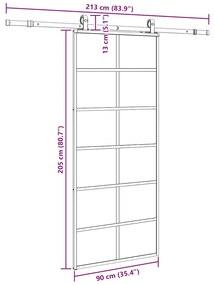 Porta deslizante c/ conj. ferragens 90x205cm vidro ESG preto