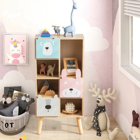 Estantel infantil com gavetas e compartimentos abertos para brinquedos e livros Móveis para guardar brinquedos 40 x 25,5 x 82,5 cm natural