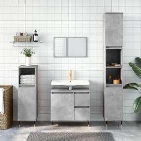 vidaXL 3 pcs conj. móveis casa banho derivados madeira cinza cimento