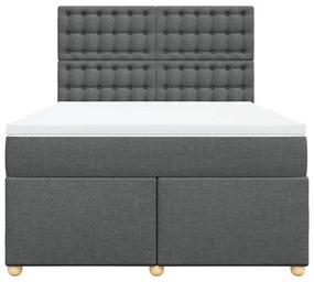Cama com molas/colchão 160x200 cm tecido cinzento-escuro