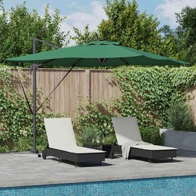 Guarda-Sol Cantiléver Roma com LEDs - Verde, 286 x 285 x 270 cm de Alu