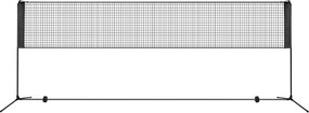 Rede de Badminton 420 cm Portátil Ajustável em Altura com Postes, Bolsa de Transporte e 2 Penas para Interior e Exterior Preta