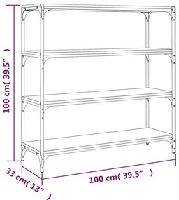 Estante 100x33x100 cm derivados madeira e aço preto