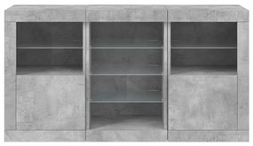 Aparador com luzes LED 123x37x67 cm cinzento cimento
