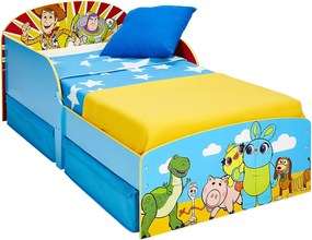 Cama infantil para crianças pequenas Toy Story 4 com gaveta inferior AZUL VERMELHO