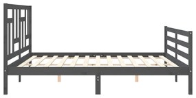 Estrutura de cama com cabeceira 200x200 cm madeira maciça cinza